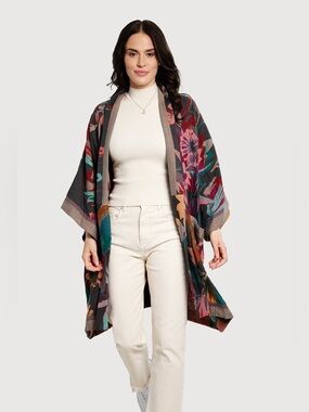 NWT SAACHI Floral Cotton Kimono Duster Jacket